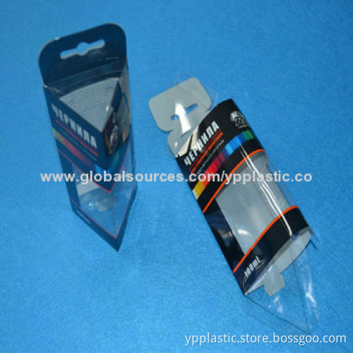 Printed PVC triangular, folded box with hanger
